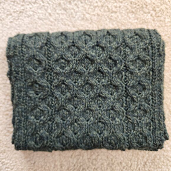 Aran Crafts Accessories - Aran Crafts 100% Merino Wool Green Mottled Heather Scarf Cable